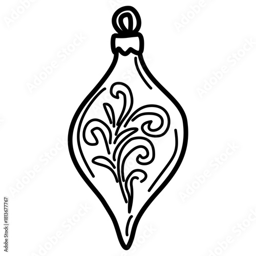 Vintage teardrop ornament with details delicate Christmas decor line art ideal for festive crafts winter cards and decoration design packs