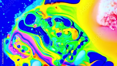 Vibrant Abstract Fluid Art With Swirling Yellow And Blue Paint Creating A Dynamic Design