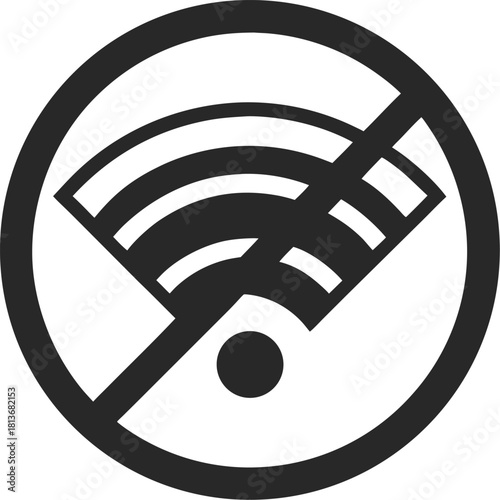 No Wii Fi Icon Silhouette black , white background