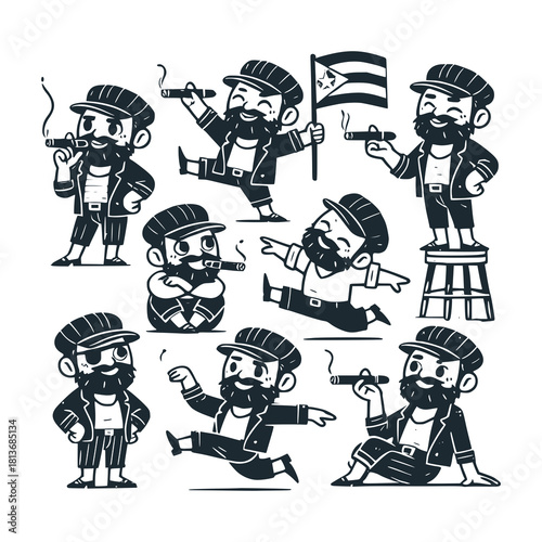 Children's line scribble of playful cuban man