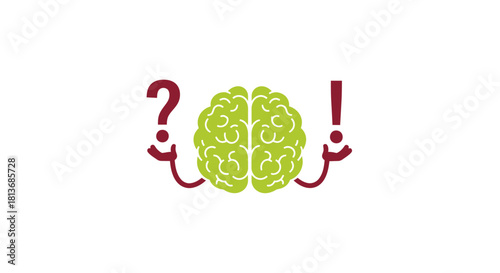 Unlock creative solutions with a vibrant brain icon balancing questions and answers, perfect for innovation, problem solving, and educational concepts