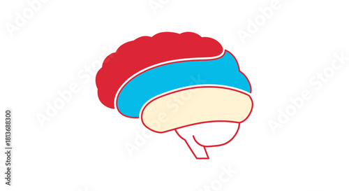 Brainpower concept art for mind wellness and cognitive function with vibrant color blocking, ideal for health education and mental health campaigns