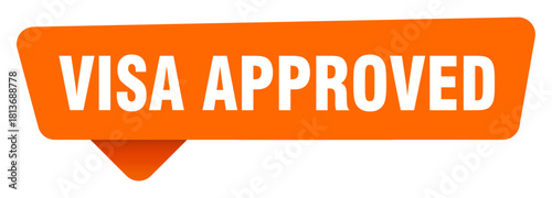 visa approved sticker. visa approved orange sign isolated on transpatent background