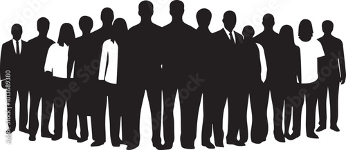 Diverse group of silhouetted business people standing together unified for human rights