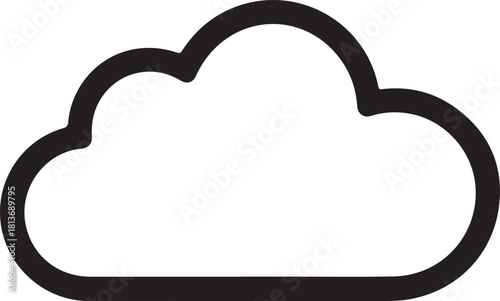 Cloud drive storage or cumulus cloud line art icon