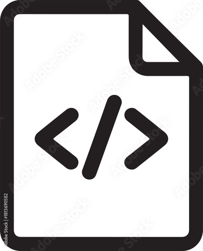Computer programming script line art vector icon for technology apps and websites