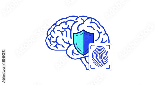 Secure your future with brainpower and biometric data protection in this modern technology illustration of mind security and access control innovation