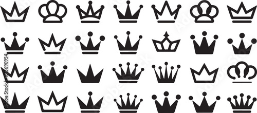 Crown icons set. Crown symbol collection. Vector illustration