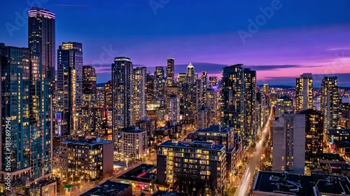 Wallpaper Mural Urban Awakening: Time Lapse of Dense City Buildings at Dawn Torontodigital.ca