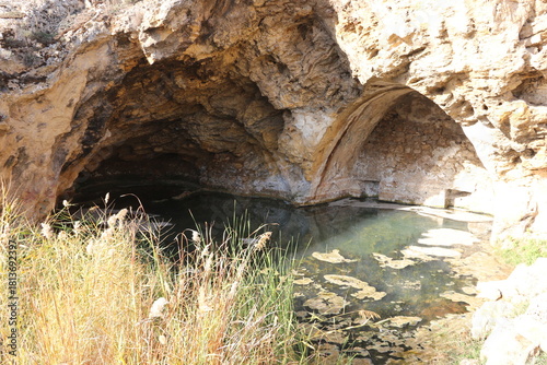 Fototapeta Naklejka Na Ścianę i Meble -  Terme and granite waterfall with geothermal water flowing in Kırşehir, Türkiye