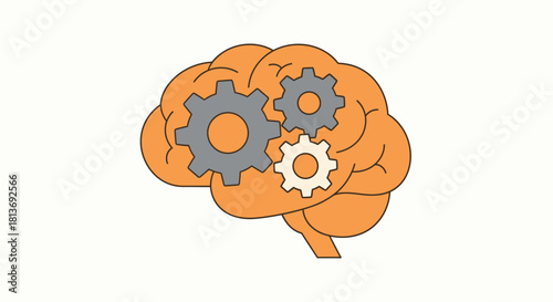 Boost your brainpower with this illustration of gears turning inside a mind, perfect for education, innovation, and problem-solving concepts now