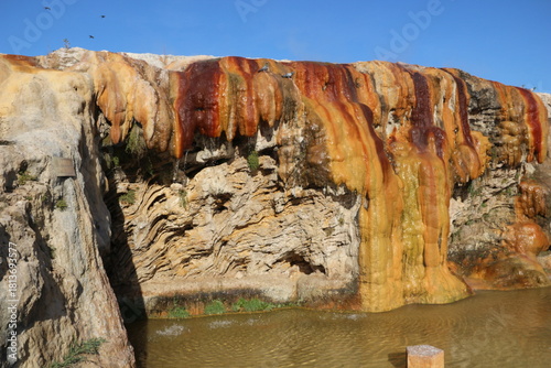 Fototapeta Naklejka Na Ścianę i Meble -  Terme and granite waterfall with geothermal water flowing in Kırşehir, Türkiye