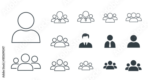 Teamwork icons showcase diverse business people ideal for websites apps and presentations needing modern visuals of collaboration and leadership, Generative AI*