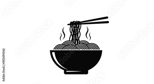 Delicious steaming noodles served in a bowl with chopsticks perfect for restaurant menus or food blogs creating an appetite-whetting visual experience, Generative AI*