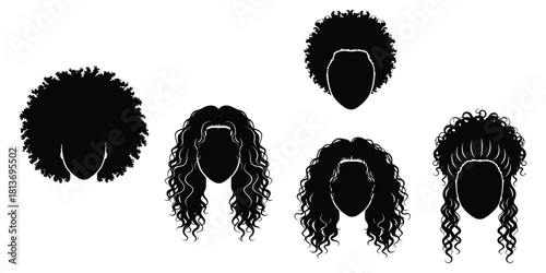 Black silhouette hairstyles of women with curly and afro hair curly hair wavy hair