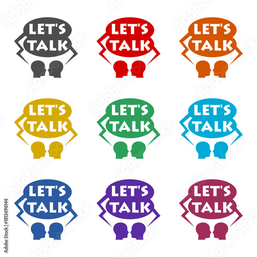 Let's talk dialog  icon isolated on white background. Set icons colorful