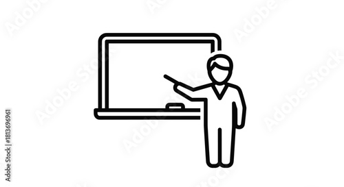 Elegant icon of a teacher presenting on a board conveying knowledge and education in a simple modern style for websites and educational materials, Generative AI*