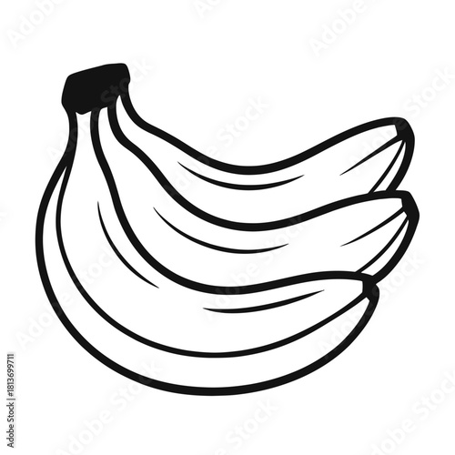 Monochromatic Stylized Banana Bunch Vector Art Illustration on Dark Grey Background. A Modern Minimalist Graphic Design Element Depicting Healthy Tropical Fruit for Web, App, and Branding