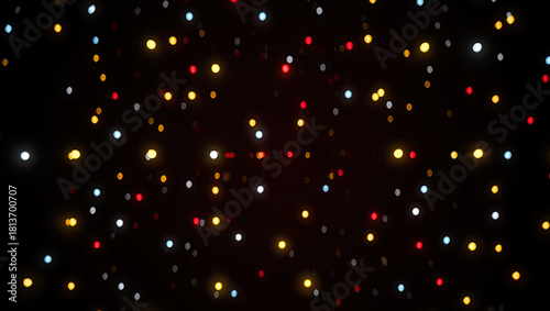 Glowing dots in a geometric pattern, located on a black background, dynamic contrast.