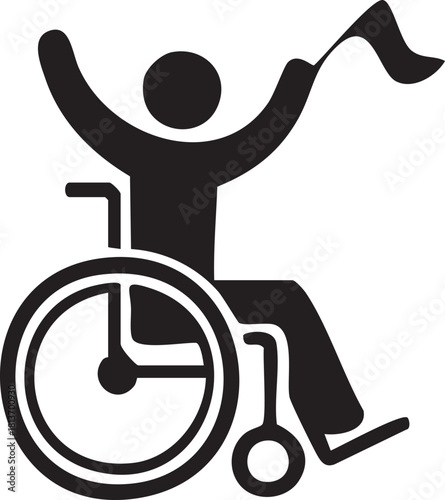 Disabled People Stickman Icon Set with Different Activities and Emotions