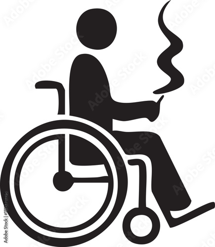 Disabled People Stickman Icon Set with Different Activities and Emotions