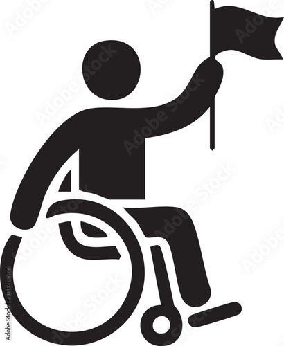 Disabled People Stickman Icon Set with Different Activities and Emotions