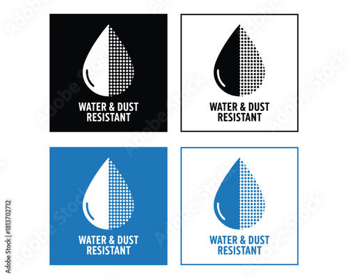 Water and Dust Resistant Icons Technology Protection Symbols Set