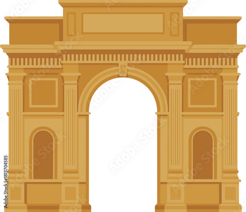 Historic Triumphal Arch Monument Vector Illustration