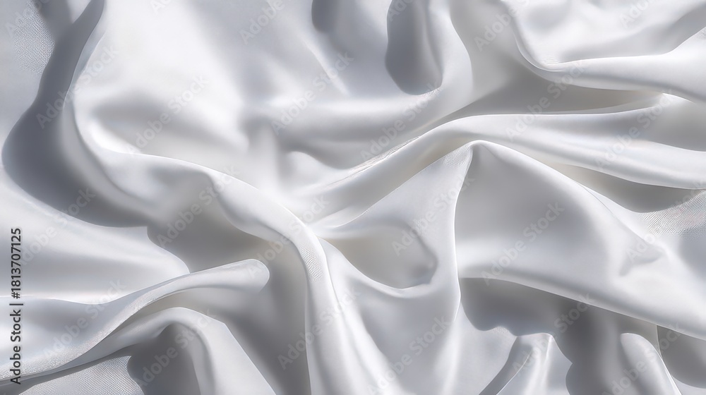 Obraz premium Elegant White Silk Fabric with Soft Folds in Sunlight Illuminating Subtle Texture