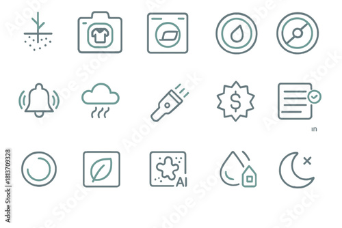 Smart laundry and fabric care icons – eco-aware and intuitive interface set