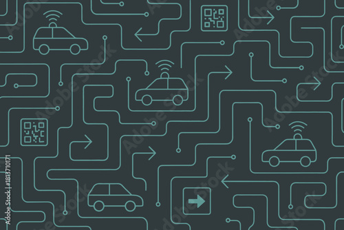 Seamless pattern of autonomous cars and digital navigation