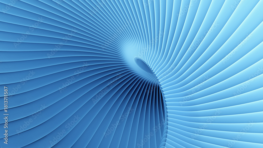 Naklejka premium Wavy 3D abstract background, blue spiral abstract stripes pattern.