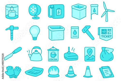 Set of winter survival and emergency preparedness icons