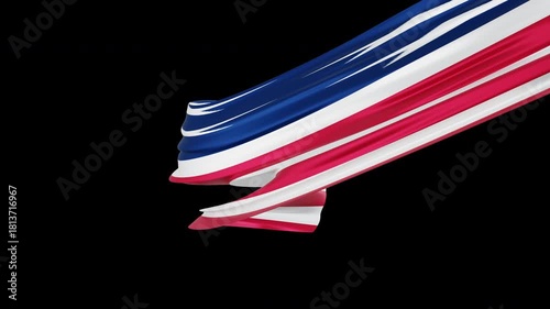4K Elegant United States Flag Waving Silk Ribbon Animation Isolated Element