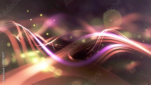 Abstract Glowing Streaks Of Light With Soft Pink And Gold Hues Flowing In A Dynamic Motion