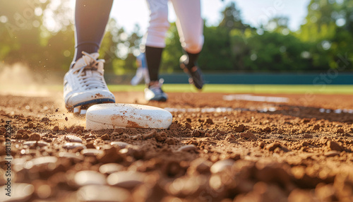 Baseball Player Sliding into Third Base in Action