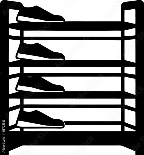 Shoe rack silhouette vector black , white background