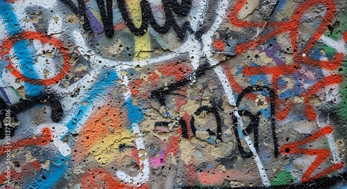 Vibrant Graffiti Wall Texture Background with Urban Spray Paint Art and Abstract Colors