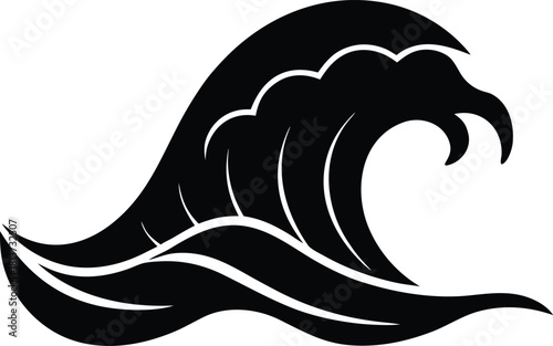 Dynamic Black Ocean Wave Silhouette

