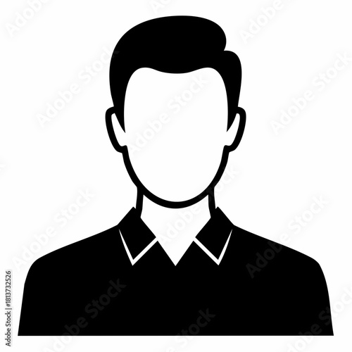 Black Silhouette Icon of a Man's Head and Shoulders with a Collared Shirt vector illustration