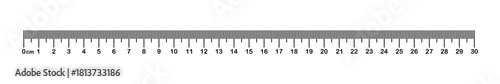 Vector illustration of metric rulers. Measuring tool. Ruler 30 cm. Grid cm. Metric Centimeter size indicators. Ruler scale on white background.