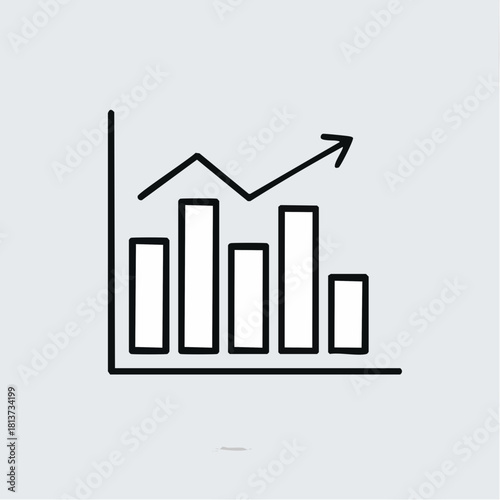 Free Download Simple Hand- Drawn Bar Graph with Upward Trending Line and Arrow on Light Gray Background chart bar chart - GFXLoad