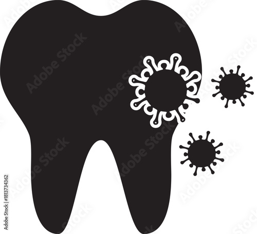 Molar tooth infected by bacteria and germs icon