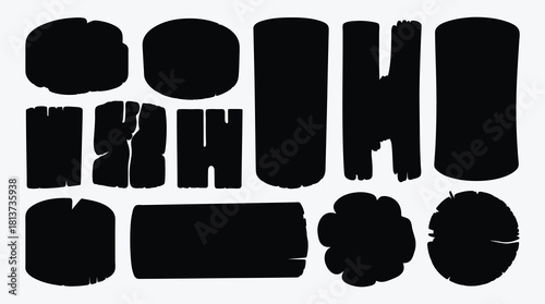 Various wood log silhouettes with different shapes and sizes design