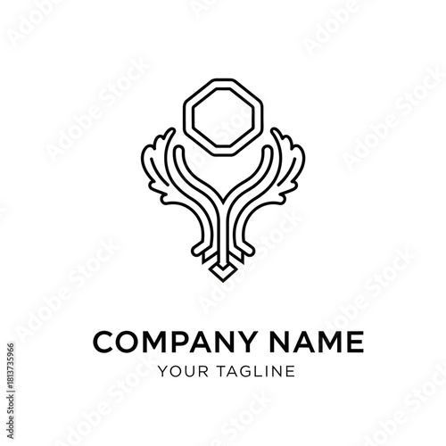 Elegant Monoline Logo Design with Abstract Floral and Geometric Elements.