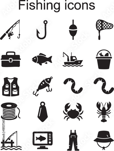 Fishing Vector Icon Sheet – Angling Equipment Icons