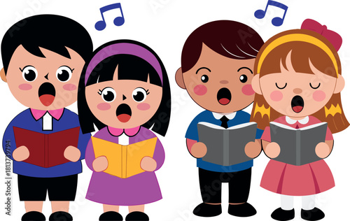 kids singing cartoon, music children vector, choir kid illustration, adorable kids clipart, fun music artwork, school concert svg, happy singing art, children celebration design, sound singing cartoon