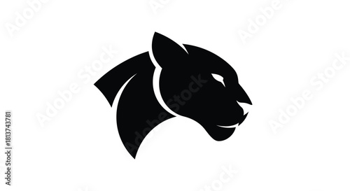 Bold Black Panther Head Silhouette Logo
