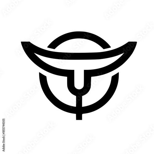 Horn icon in circle vector art symbolizing nature strength creativity and modern graphic design