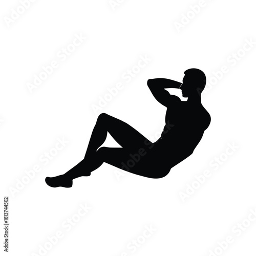 Man Doing Sit-Up or Crunch Exercise Silhouette